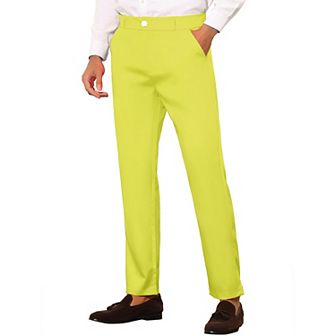 Men's Slim Fit Trousers Flat Front Solid Color Skinny Business Pants