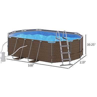 Outsunny Above Ground Swimming Pool, Non-inflatable Rectangular Frame Pool