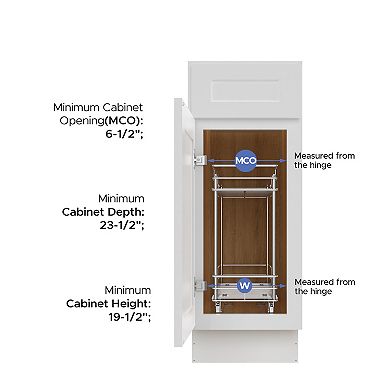 21"D x 5"W x 17.5"H Pull-Out 2 Tier Home Organizers with Sliding Track in the Middle