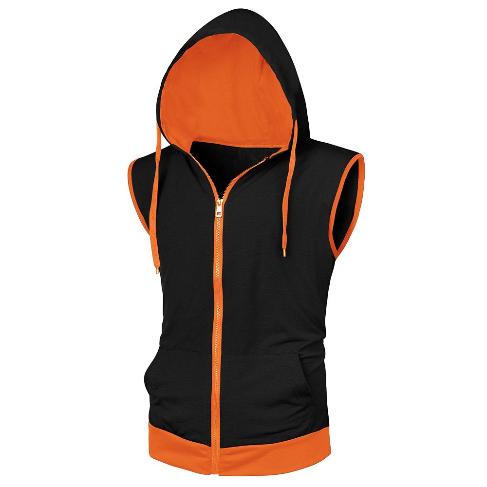 Sci-fi Mens Sleeveless Hoodie Black- Reversible With Pockets