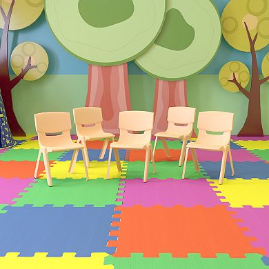 Emma and Oliver 5 Pack Plastic Stackable School Chair with 13.25" Seat Height
