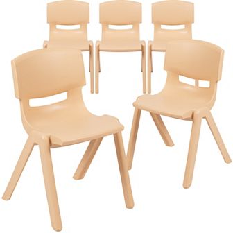 Emma and Oliver 5 Pack Plastic Stackable School Chair with 13.25" Seat Height
