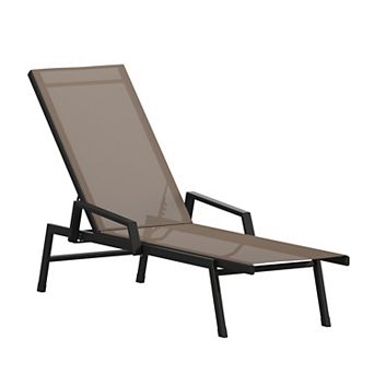 Emma and Oliver Braelin Textilene 5 Position Patio Chaise Lounge with Armrests and Metal Frame