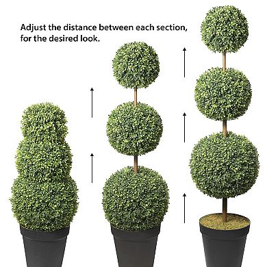 ADJUSTABLE Triple Ball Artificial Topiary, Adjusts up to 64"