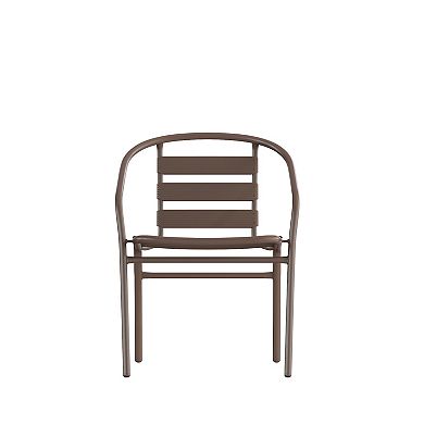Emma and Oliver Metal Restaurant Dining Stack Chair with Aluminum Slats