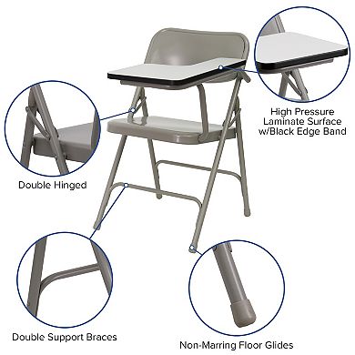 Emma and Oliver 2 Pack Premium Steel Folding Chair with Left Handed Tablet Arm