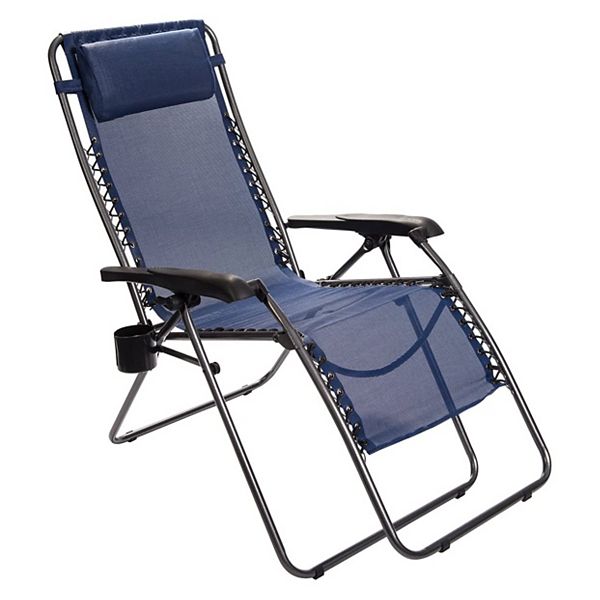 Timber Ridge Zero Gravity Locking Outdoor Patio Recliner Lounge Chair, Blue