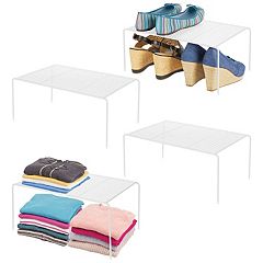 mDesign Soft Fabric Closet Organizer - Holds Shoes, Handbags, Clutches,  Accessories - 10 Shelf Over Rod Hanging Storage Unit - Textured Print - 2  Pack