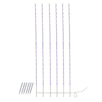 240 Purple LED Lighted Branch Patio Christmas Light Stakes - 8.5 ft White Wire