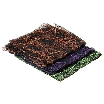 3 pc Purple Orange and Green Spiderweb Halloween Decorations 6ft