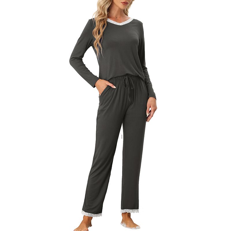 Women's Sleepwear Lounge Cute Print with Pants Long Sleeve Pajama Set