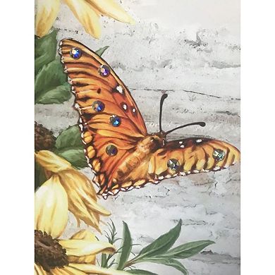 Yellow and Purple Butterfly Garden Pizazz Print Framed Wall Decor 10" x 10"