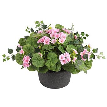 24" Wide Artificial Pink Wild Geranium Urn Filler with Adjustable Height