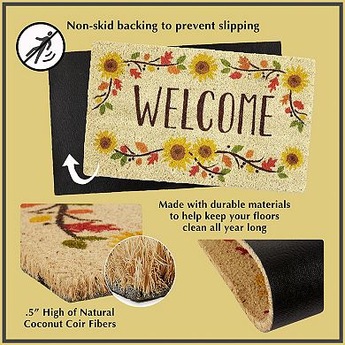 18" X 30" Warm and Vibrant Non-Slip Doormat with "Welcome Palm Tree" Design