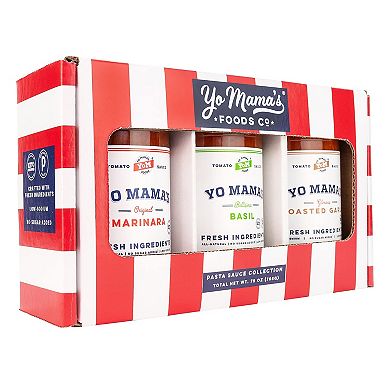 Yo Mama's Foods Gourmet Keto Gift Set and Care Package - Includes (1) Marinara Sauce (1) Tomato Basil and (1) Roasted Garlic - Low-Sugar, Carb, Sodium, Gluten-Free, & Fresh Ingredients - 3pack