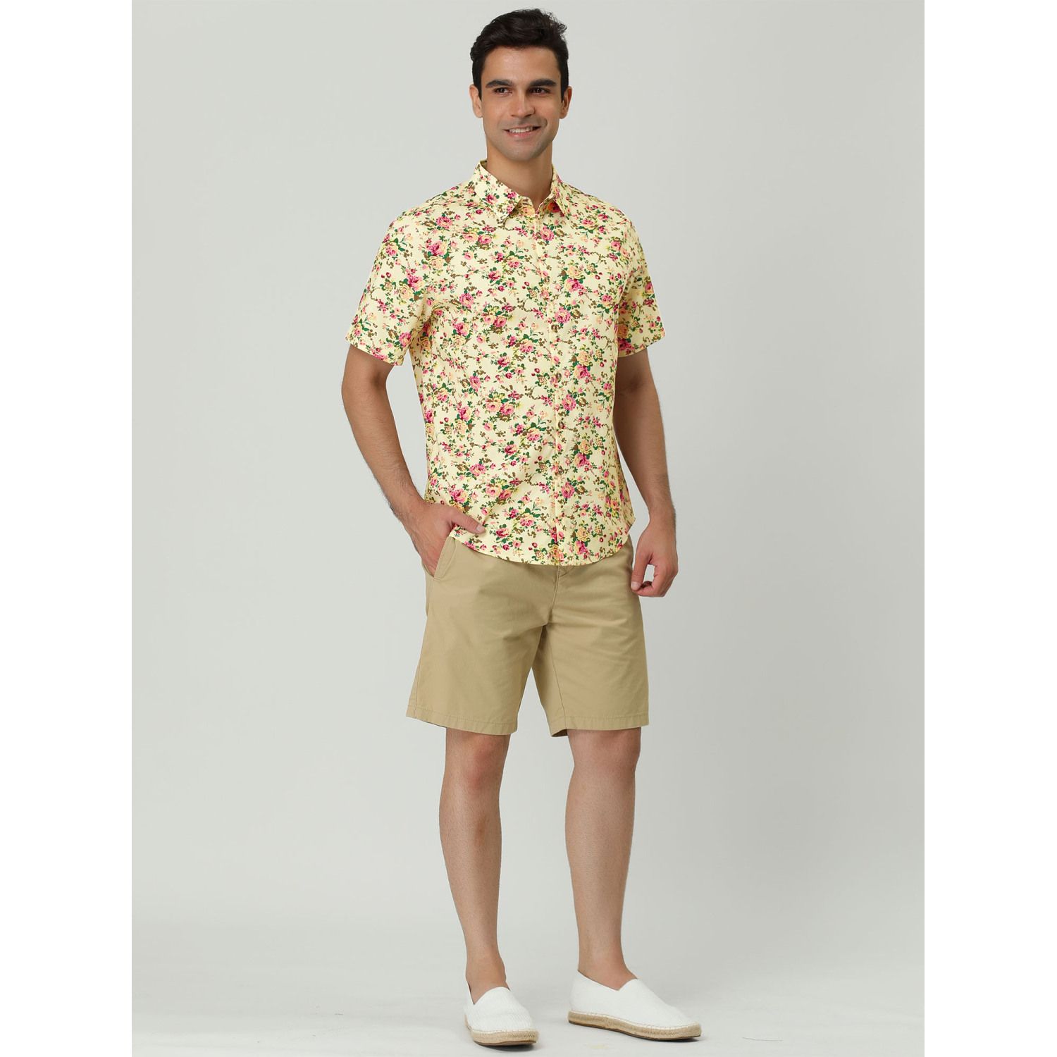 Men's Hawaiian Shirt Short Sleeve - Tropical Print, Loose Fit, Quick Dry Polyester, Sizes S-3XL