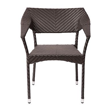 Emma and Oliver Shasta Modern All-Weather Patio Dining Chairs with Fade and Weather Resistant PE Rattan and Reinforced Steel Frame