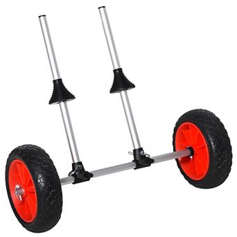 Outdoor Kayak Transport Wagon W/ Adjustable Width Crossbar & Large Rolling Tires