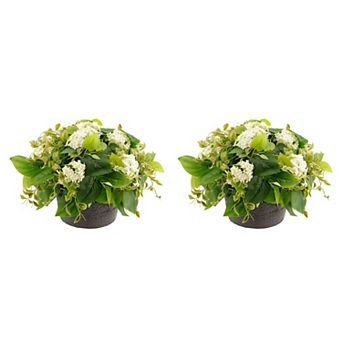22" Wide Artificial Hydrangea Pot Filler with Adjustable Height (Set of 2)