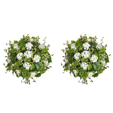 22" Wide Artificial Hydrangea Pot Filler with Adjustable Height (Set of 2)