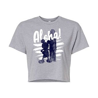 Disney's Mickey Mouse Juniors' Aloha Cropped Tee