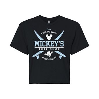 Disney's Mickey Mouse Juniors' Surf Shop Cropped Tee
