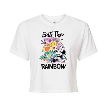 Disney's Minnie Mouse Juniors' Eat The Rainbow Cropped Tee