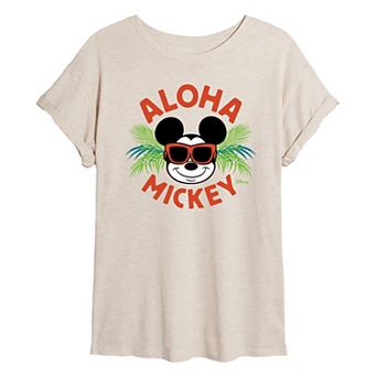 Disney's Mickey Mouse Juniors' Aloha Oversized Tee