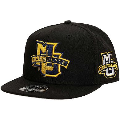 Men's Mitchell & Ness  Black Marquette Golden Eagles Lifestyle Fitted Hat