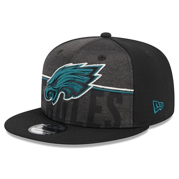 Men's Philadelphia Eagles New Era NFL 2023 Training Camp Black Throwback Logo 39THIRTY Flex Fit Hat M/L / Black