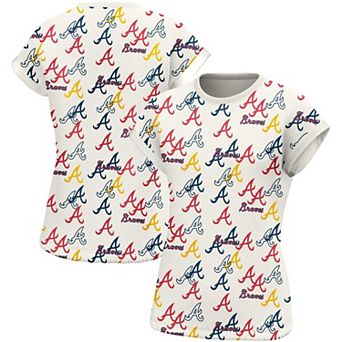 Women's Lusso White Atlanta Braves Madge Dolman Tri-Blend T-Shirt