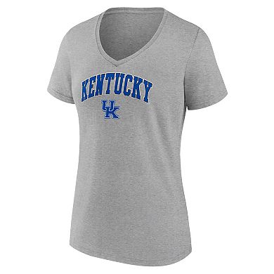 Women's Fanatics Branded Heather Gray Kentucky Wildcats Evergreen Campus V-Neck T-Shirt