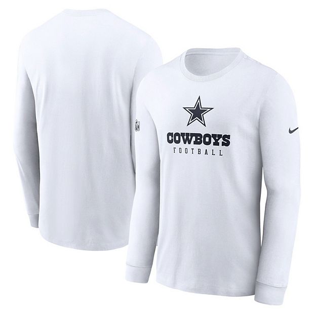 Men s Nike White Dallas Cowboys Sideline Performance Long Sleeve T Shirt