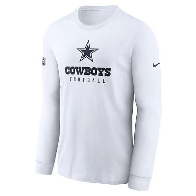 Men s Nike White Dallas Cowboys Sideline Performance Long Sleeve T Shirt