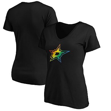 Women's Fanatics Branded Black Dallas Stars Team Pride Logo V-Neck T-Shirt