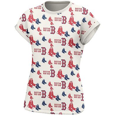 Women's Lusso White Boston Red Sox Madge Dolman Tri-Blend T-Shirt