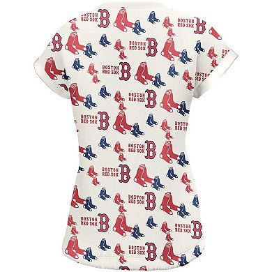 Women's Lusso White Boston Red Sox Madge Dolman Tri-Blend T-Shirt