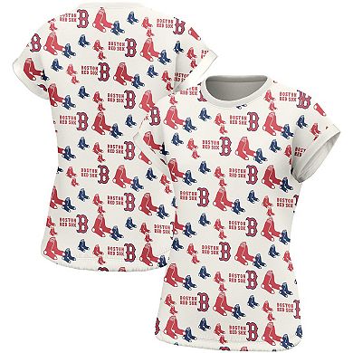 Women's Lusso White Boston Red Sox Madge Dolman Tri-Blend T-Shirt