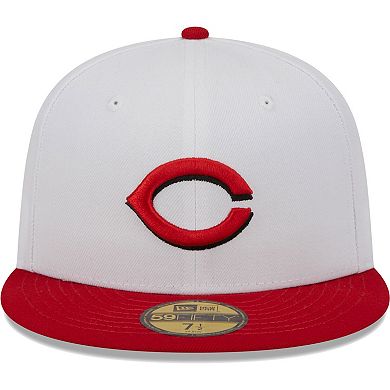 Men's New Era White/Red Cincinnati Reds Optic 59FIFTY Fitted Hat