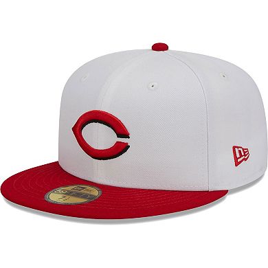 Men's New Era White/Red Cincinnati Reds Optic 59FIFTY Fitted Hat