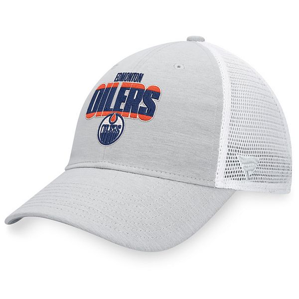 Men's Fanatics Branded Heather Gray/White Edmonton Oilers Team Trucker ...