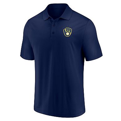 Men's Fanatics Branded Navy/Gray Milwaukee Brewers Dueling Logos Polo Combo Set