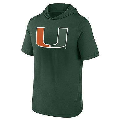 Men's Fanatics Branded  Green Miami Hurricanes Primary Logo Hoodie T-Shirt