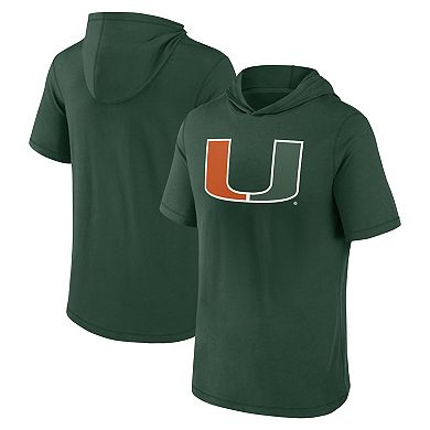 Men's Fanatics Branded  Green Miami Hurricanes Primary Logo Hoodie T-Shirt