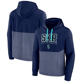 Men's Fanatics Branded Deep Sea Blue Seattle Kraken Successful Tri-Blend Pullover Hoodie