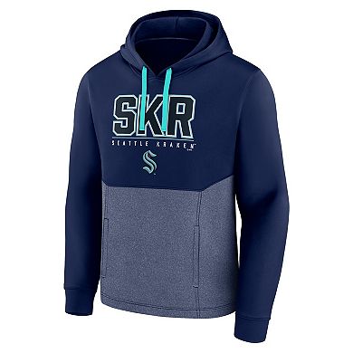 Men's Fanatics Branded Deep Sea Blue Seattle Kraken Successful Tri-Blend Pullover Hoodie