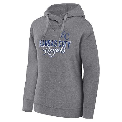 Women's Fanatics Branded Heather Gray Kansas City Royals Script Favorite Lightweight Fitted Pullover Hoodie