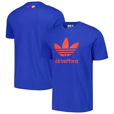 Men s adidas Originals Blue Manchester United Trefoil T Shirt