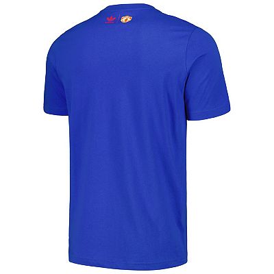Men's adidas Originals Blue Manchester United Trefoil T-Shirt