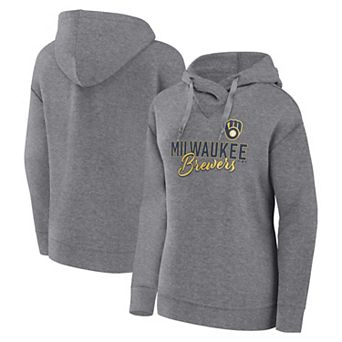 Women's Fanatics Branded Heather Gray Milwaukee Brewers Script Favorite Pullover Hoodie